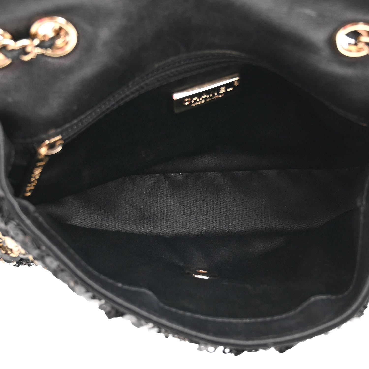 Chanel Sequin Striped Classic Mini Flap Black Gold 5 of 13