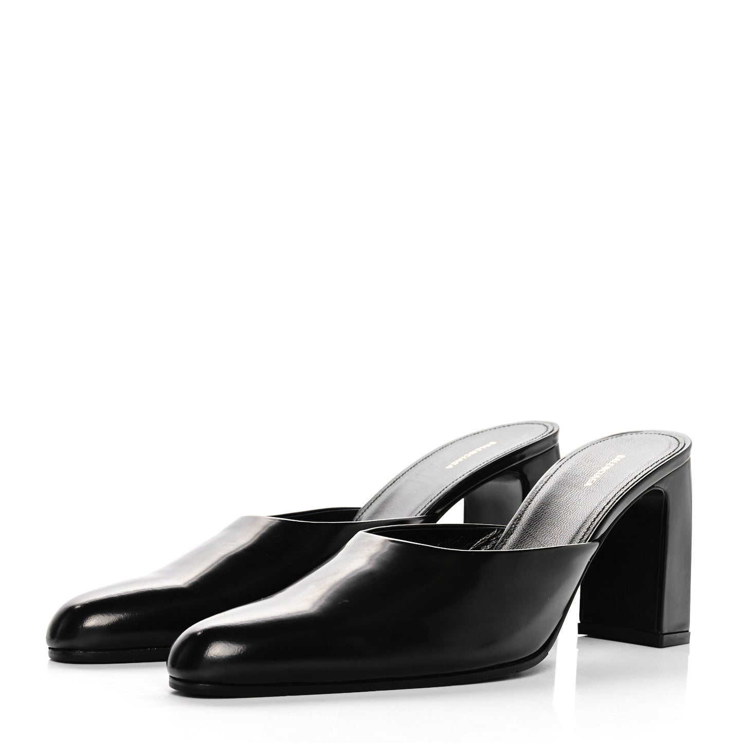 Patinated Calfskin Mule Pumps 38.5 Black