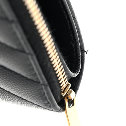 Saint Laurent Grain De Poudre Matelasse Chevron Monogram Compact Zip Around Wallet Black 14 of 14