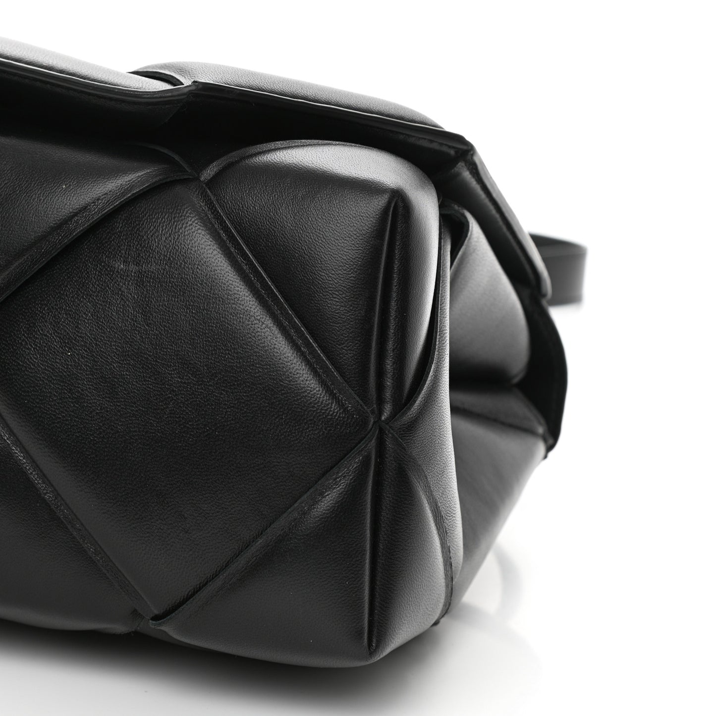 Nappa Intreccio Padded Top Handle Shoulder Bag Black