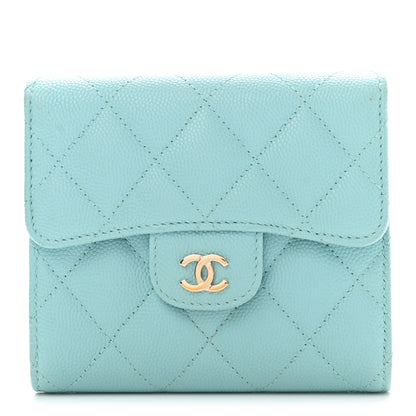 Chanel Caviar Quilted Compact Flap Wallet Light Blue 1 of 11
