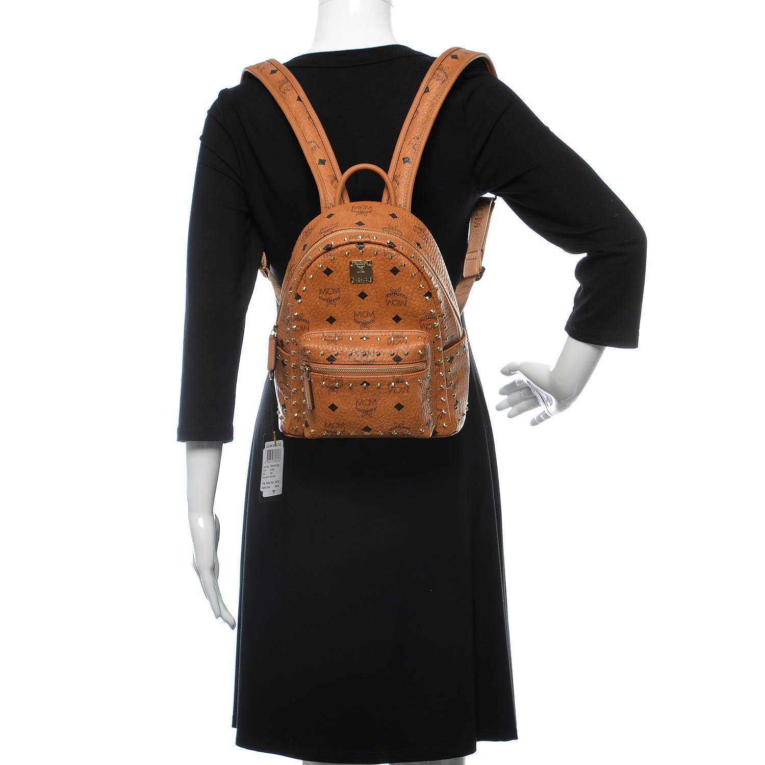 MCM Visetos Outline Stud Mini Stark Backpack Cognac 2 of 9