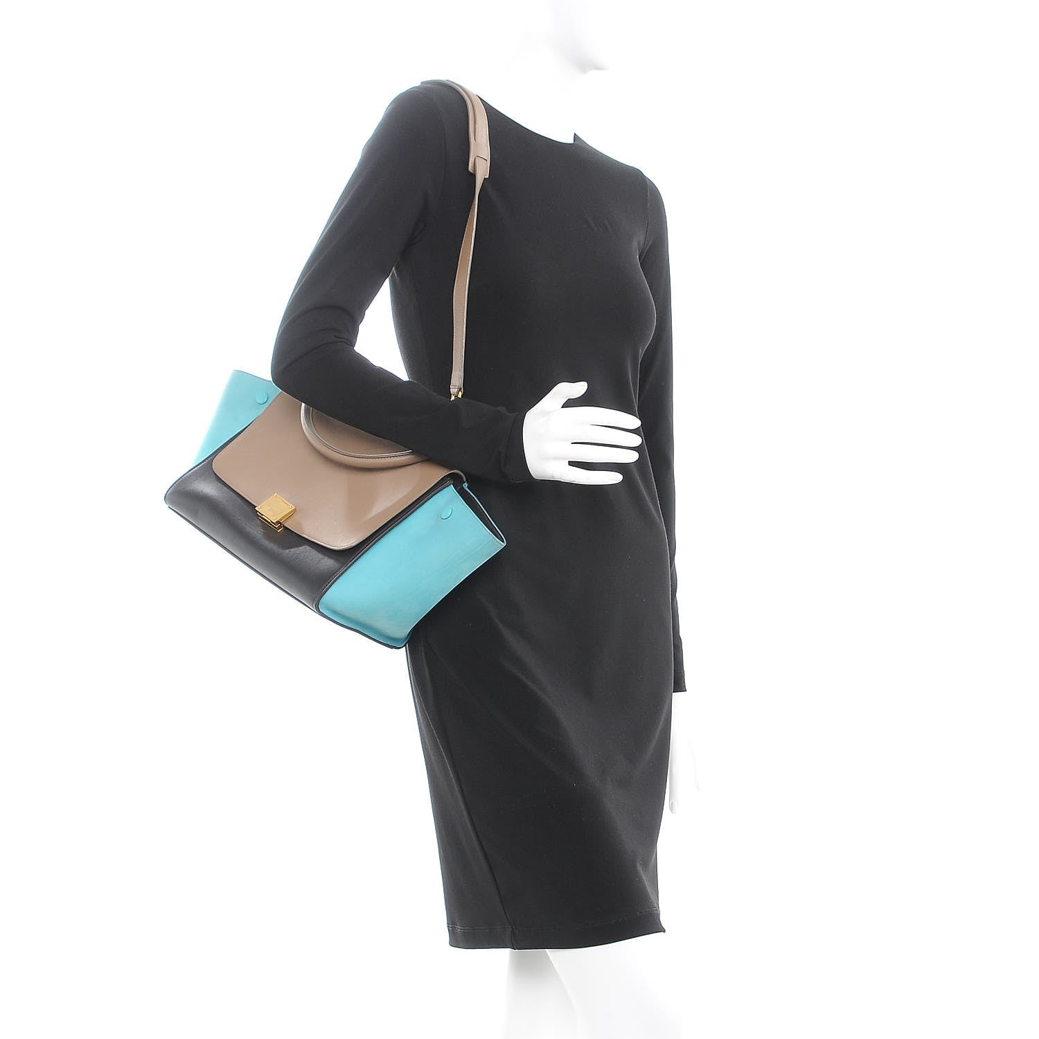 Celine Smooth Calfskin Nubuck Small Tri-Color Trapeze Taupe 2 of 16
