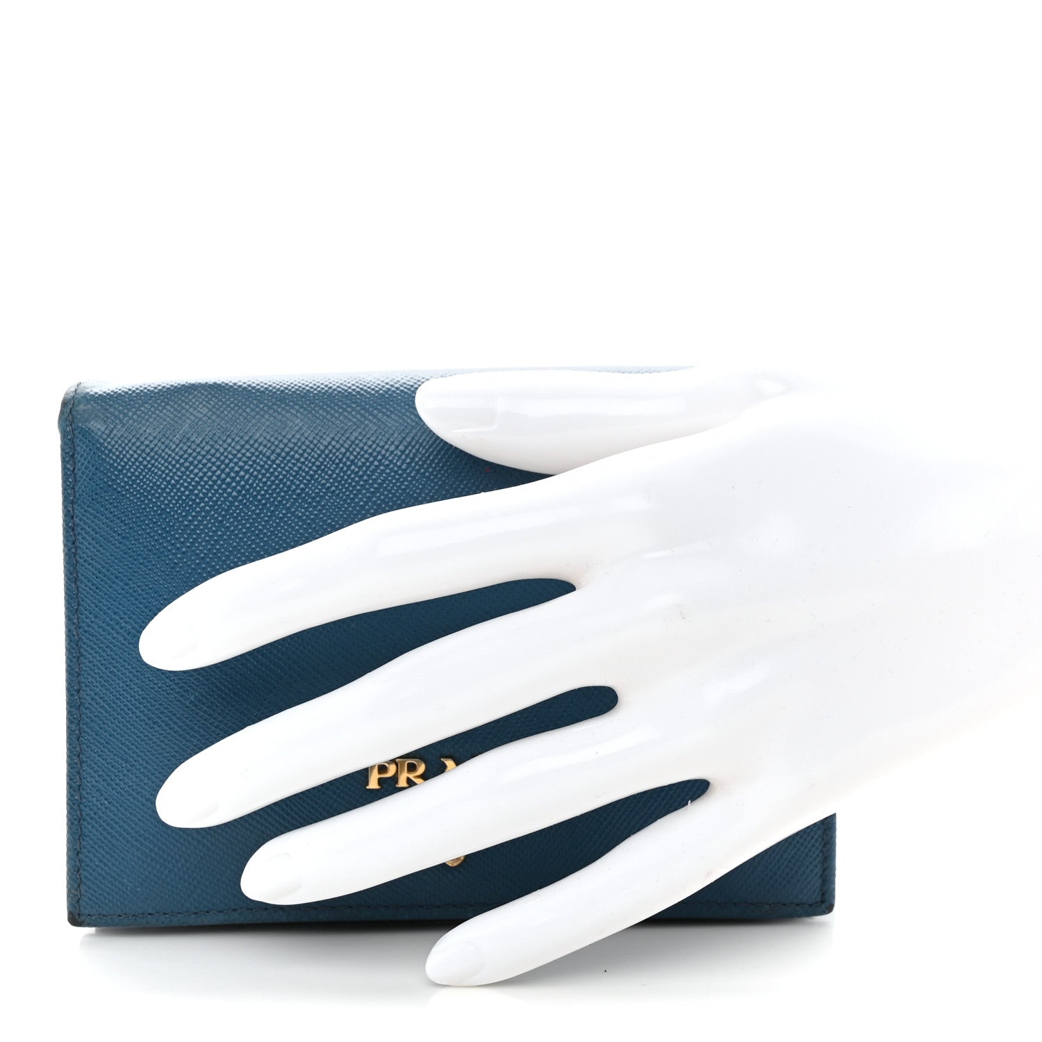 Prada Saffiano Metal Compact Snap Bi-Fold Wallet Cobalto 2 of 11
