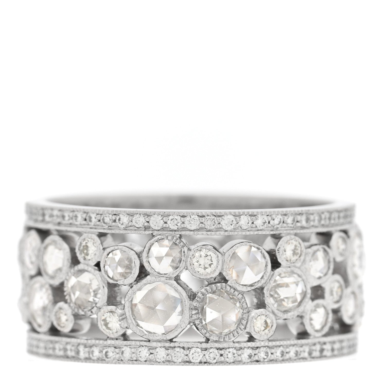 Tiffany Platinum Diamond Cobblestone Band Ring 57 8 3 of 5