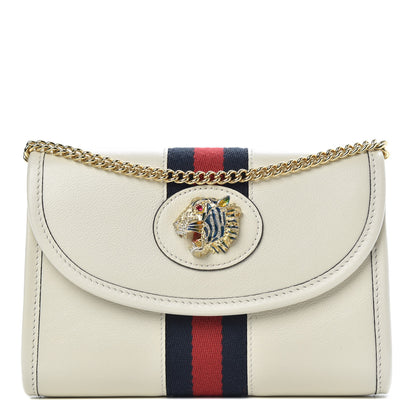 Gucci Textured Calfskin Web Mini Rajah Slim Flap Shoulder Bag Mystic White 1 of 11