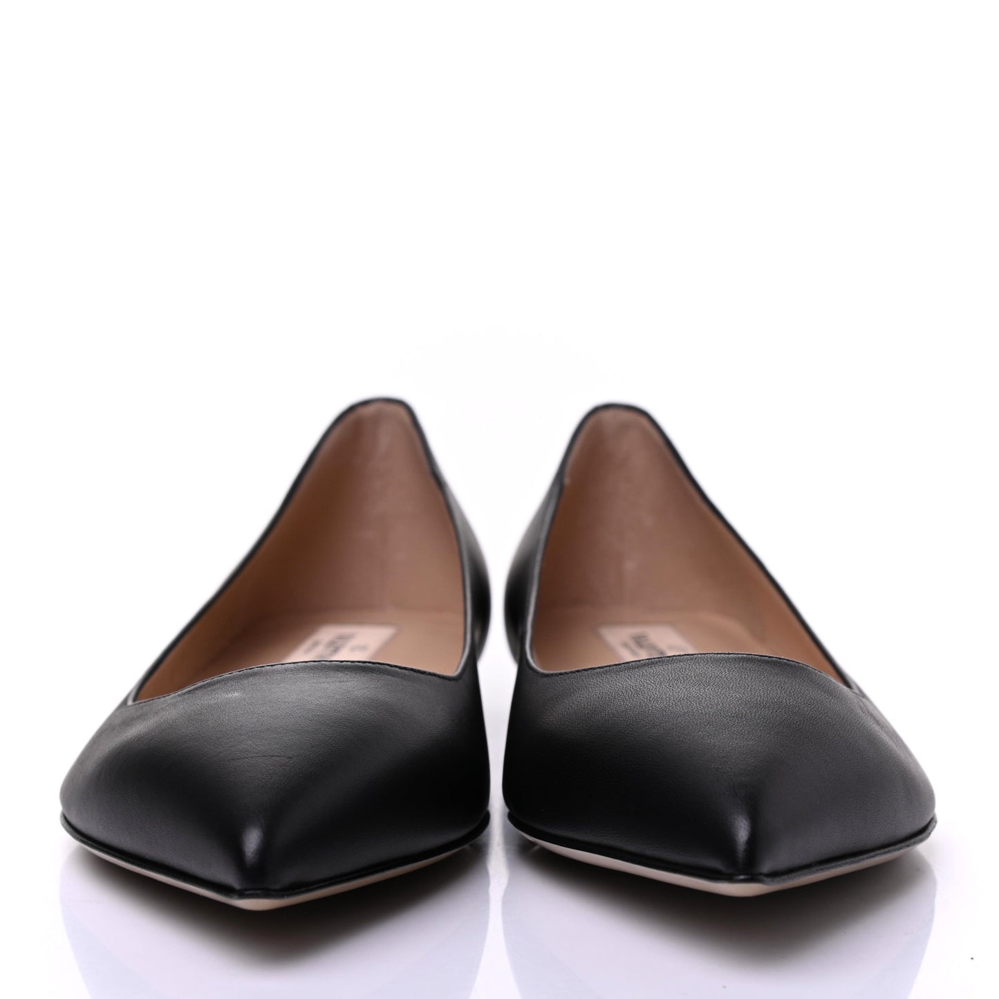 Nappa Rockstud Pointy Toe Ballerina Flats 38 Black