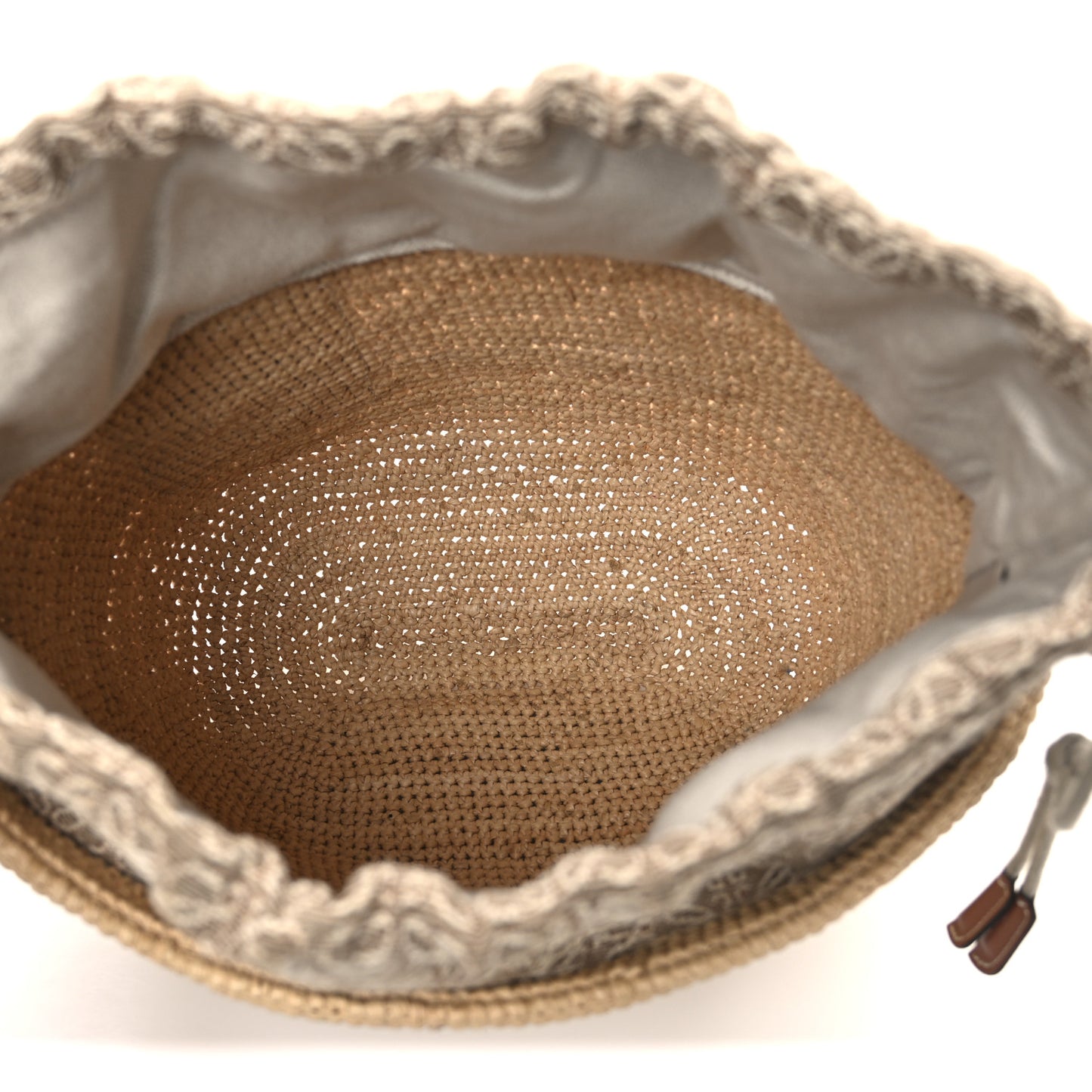 Calfskin Raffia Bucket Bag Natural Tan