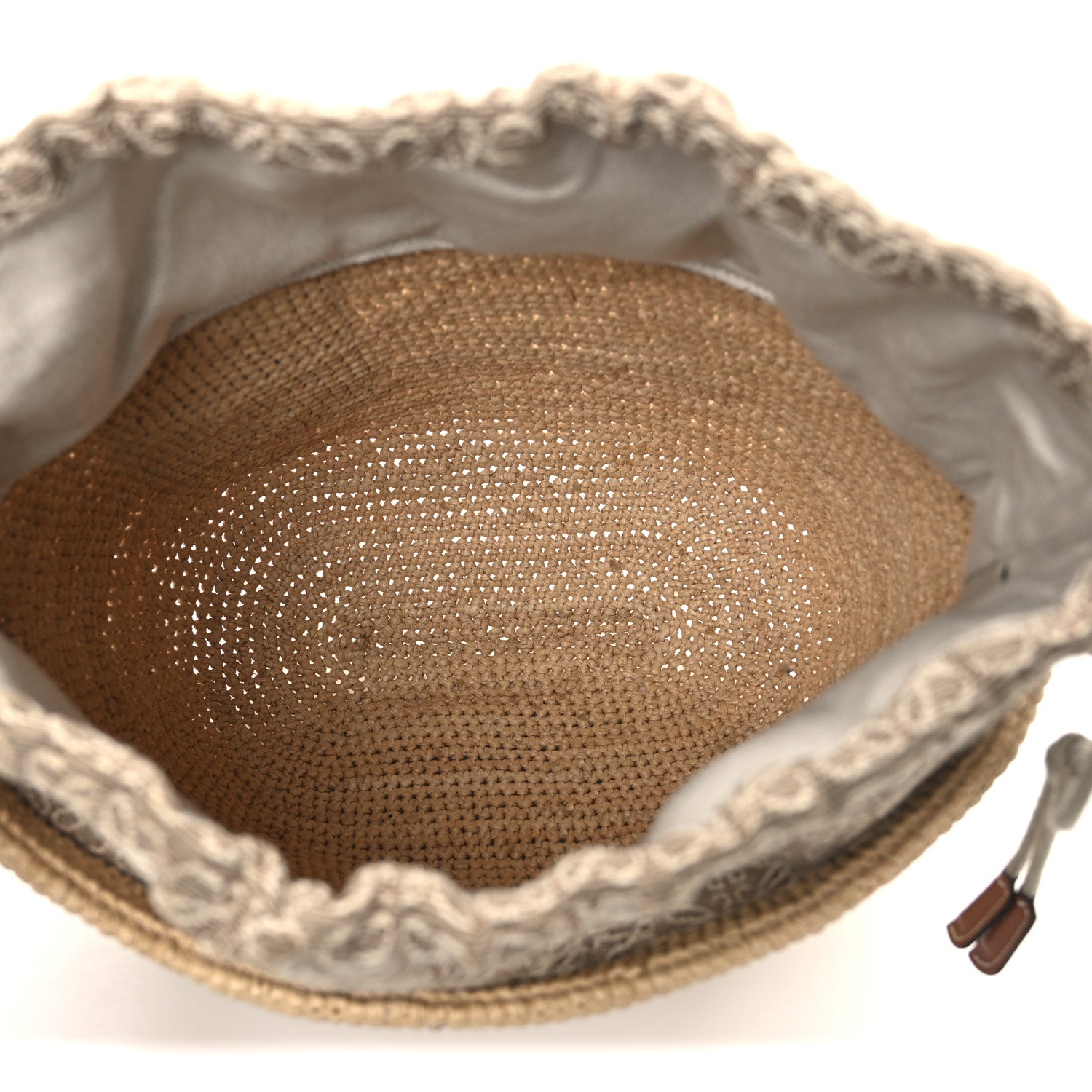 Loewe Calfskin Raffia Bucket Bag Natural Tan 5 of 11