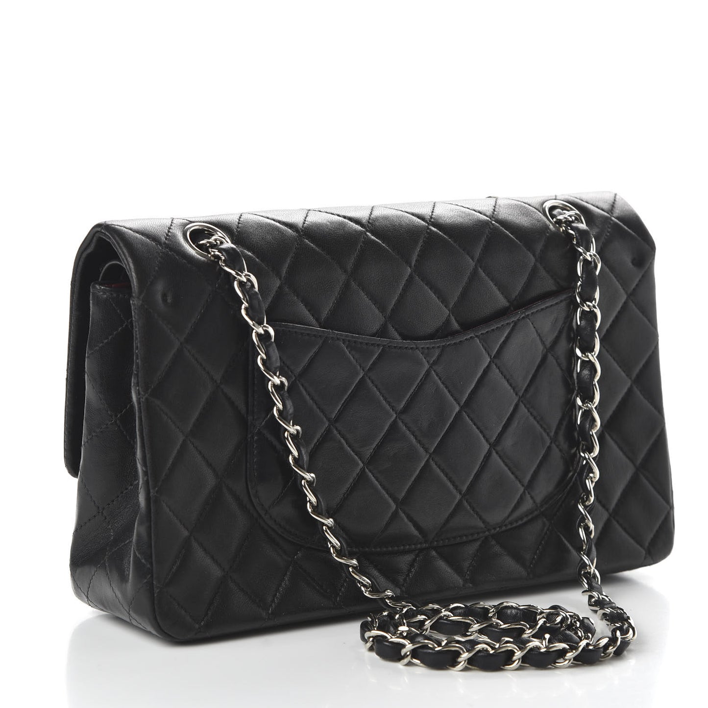 Lambskin Quilted Medium Double Flap Black
