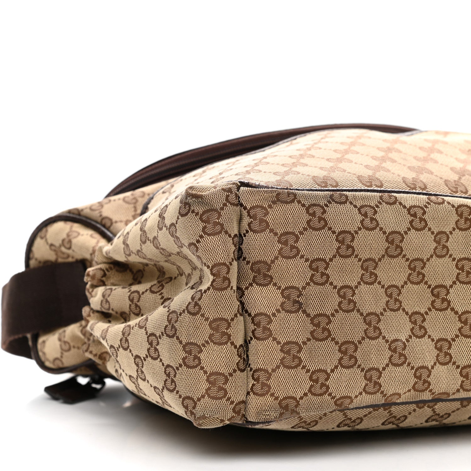 Gucci Monogram Natural Pigskin Large Diaper Bag Beige Ebony Cocoa Dark Chocolate 9 of 12