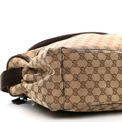 Gucci Monogram Natural Pigskin Large Diaper Bag Beige Ebony Cocoa Dark Chocolate 9 of 12