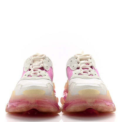 Balenciaga Fabric Mesh Clear Sole Womens Triple S Sneakers 38 White Pink 2 of 12