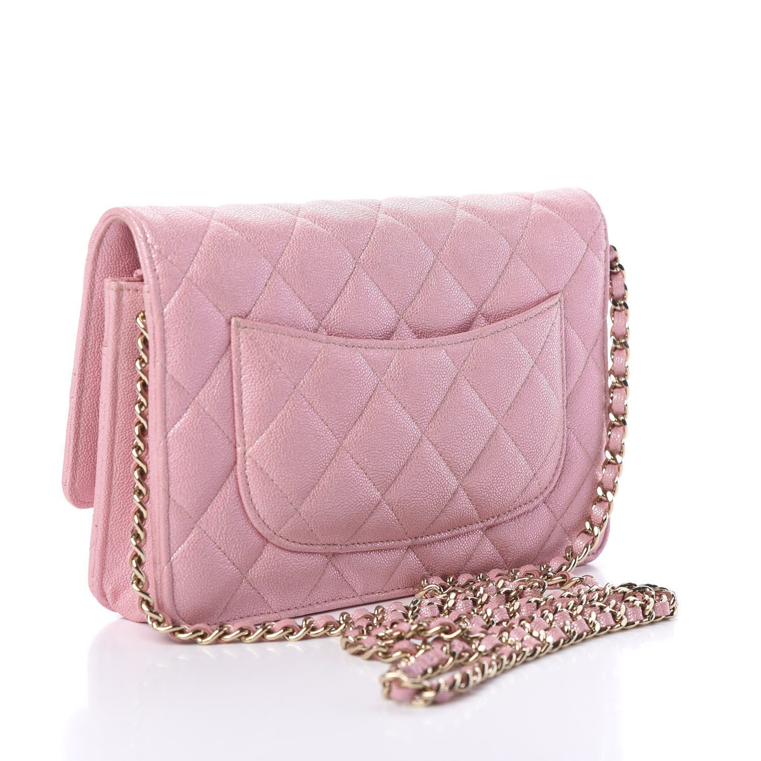 Chanel Iridescent Caviar Quilted Wallet on Chain WOC Rose Pink 2 of 10