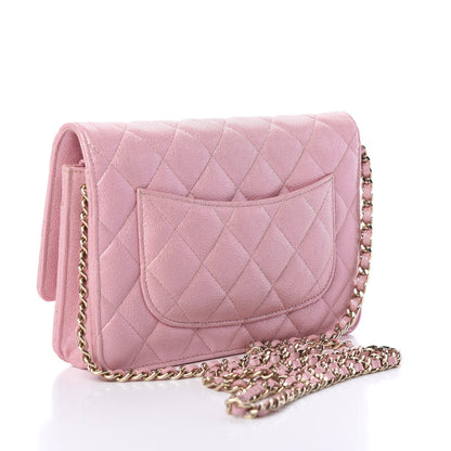 Chanel Iridescent Caviar Quilted Wallet on Chain WOC Rose Pink 2 of 10