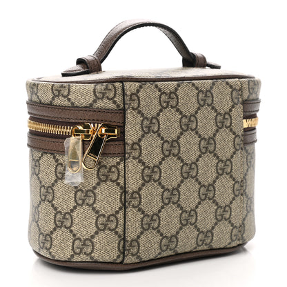Gucci GG Supreme Monogram Textured Calfskin Web Ophidia Vanity Cosmetic Case Beige Ebony New Acero 3 of 8