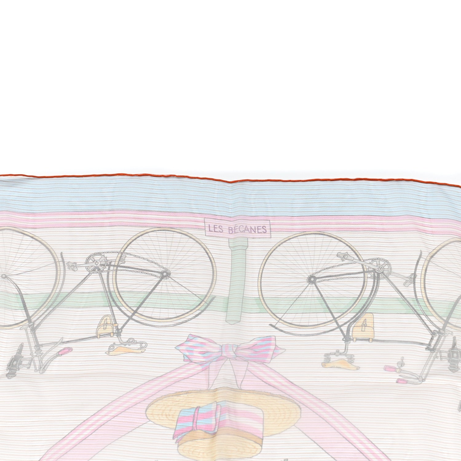 Hermes Silk Mousseline Les Becanes Scarf 70 Ciel Rose Vert Multicolor 3 of 4