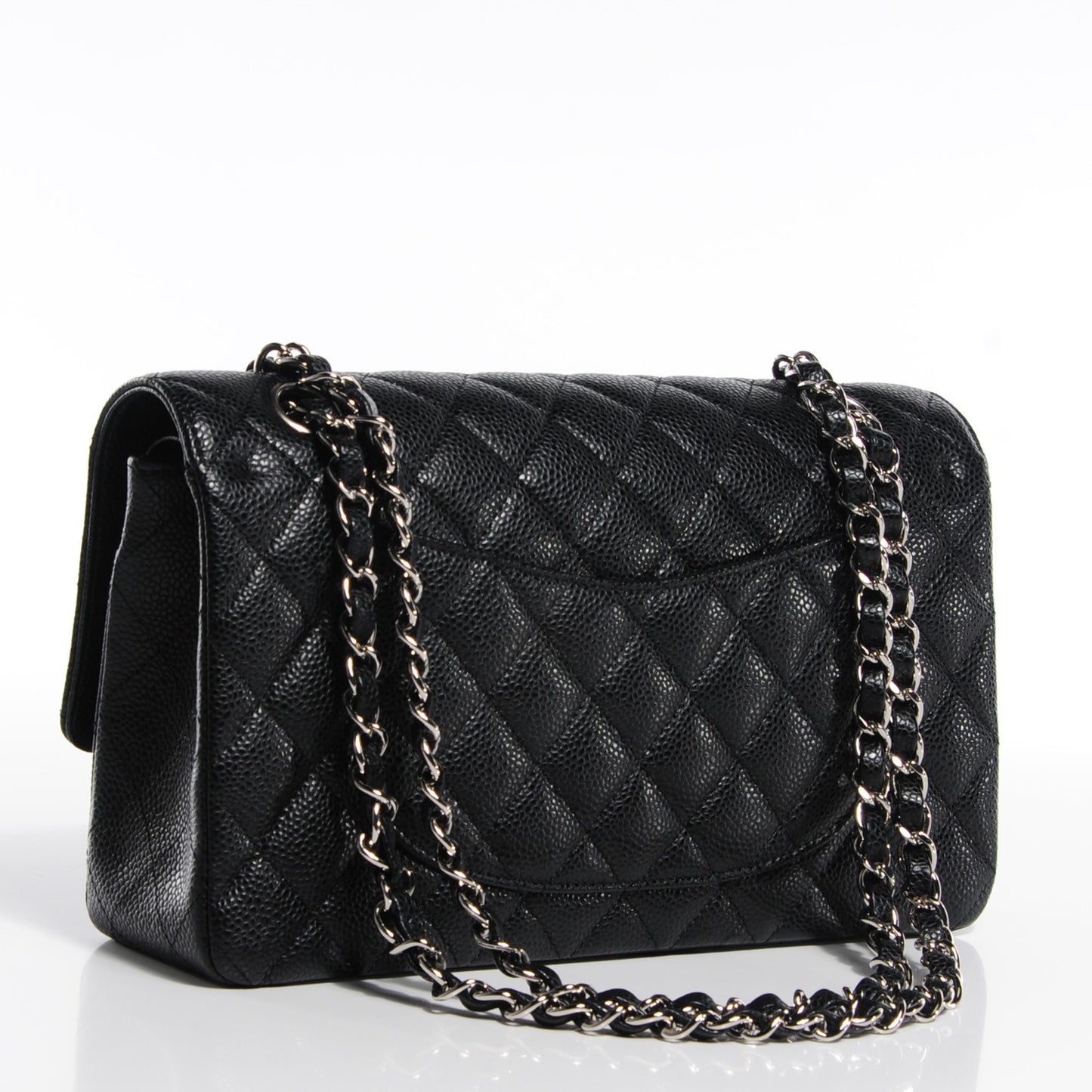 Caviar Quilted Medium Double Flap Black