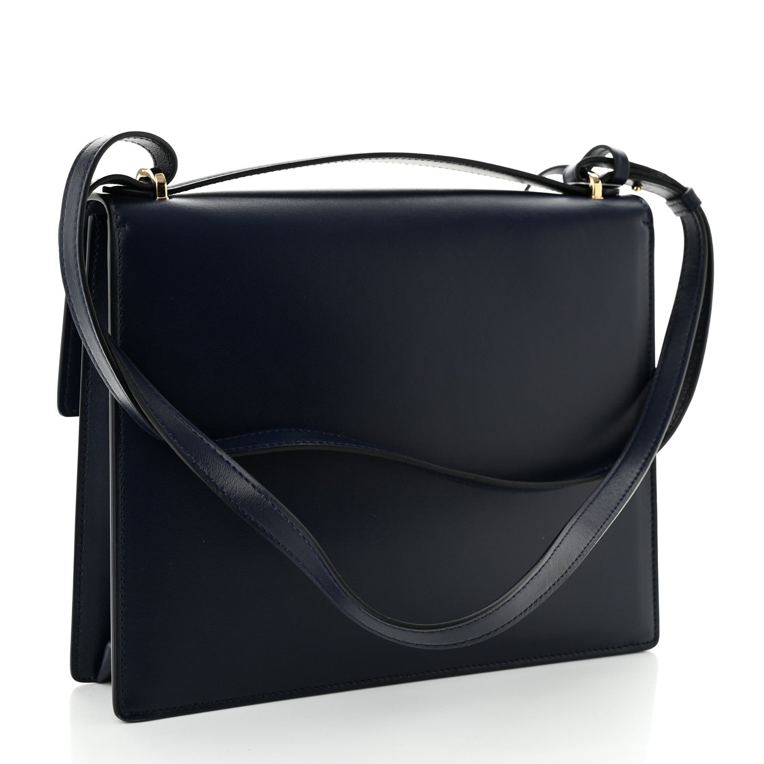 Salvatore Ferragamo Calfskin Marisol Top Handle Shoulder Bag Navy 3 of 10