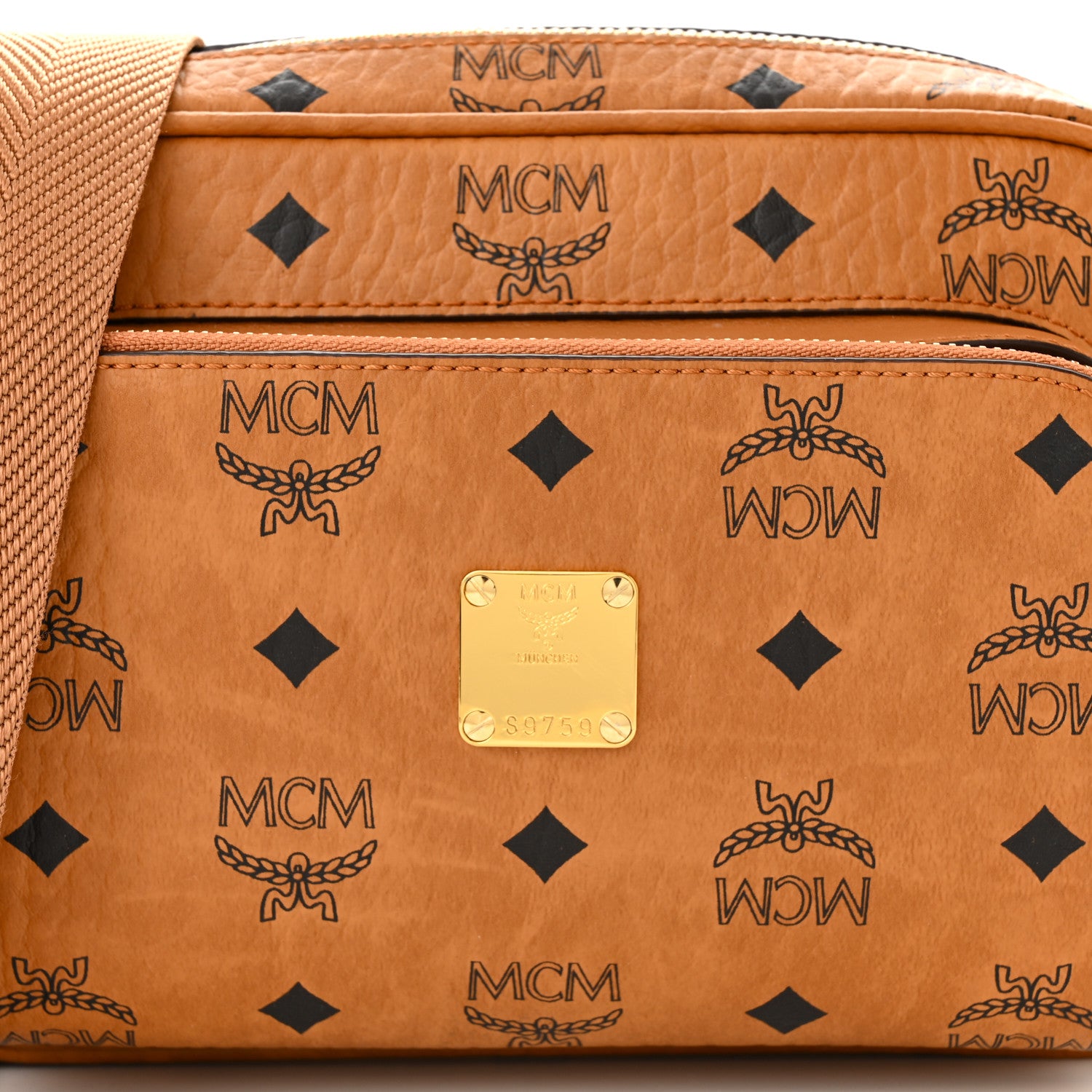MCM Visetos Klassik Crossbody Bag Cognac 8 of 10