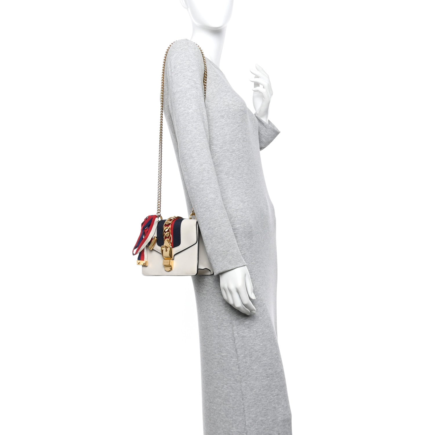 Gucci Calfskin Mini Sylvie Chain Shoulder Bag White 2 of 12