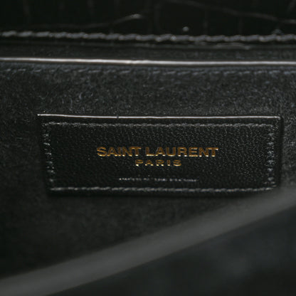Saint Laurent Calfskin Crocodile Embossed Medium Monogram Sunset Black 6 of 10
