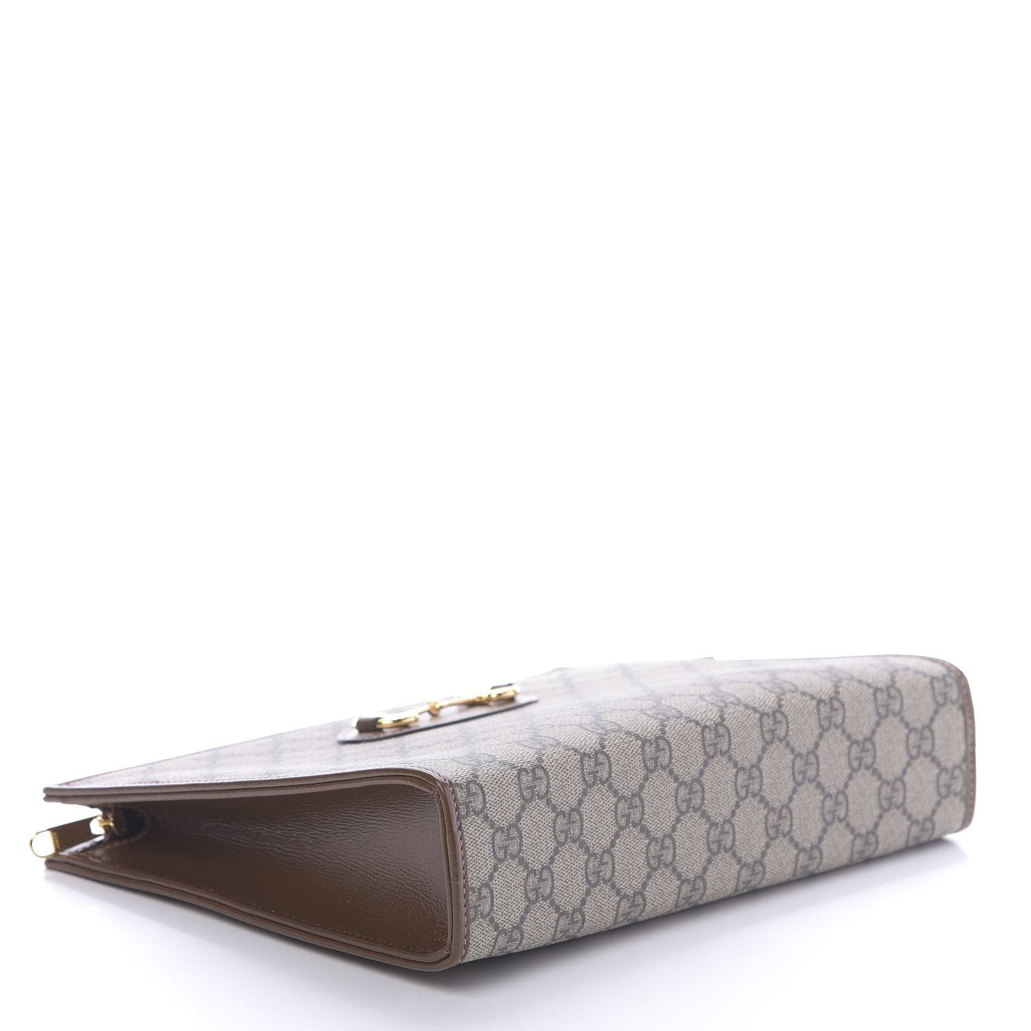 GG Supreme Monogram Horsebit 1955 Zip Pouch Beige Brown Sugar