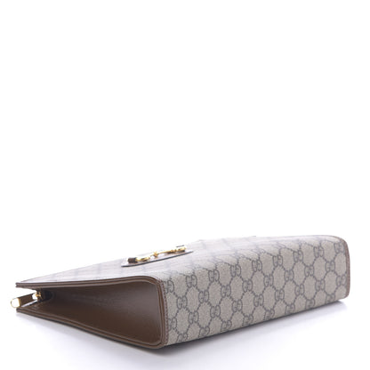 Gucci GG Supreme Monogram Horsebit 1955 Zip Pouch Beige Brown Sugar 4 of 11