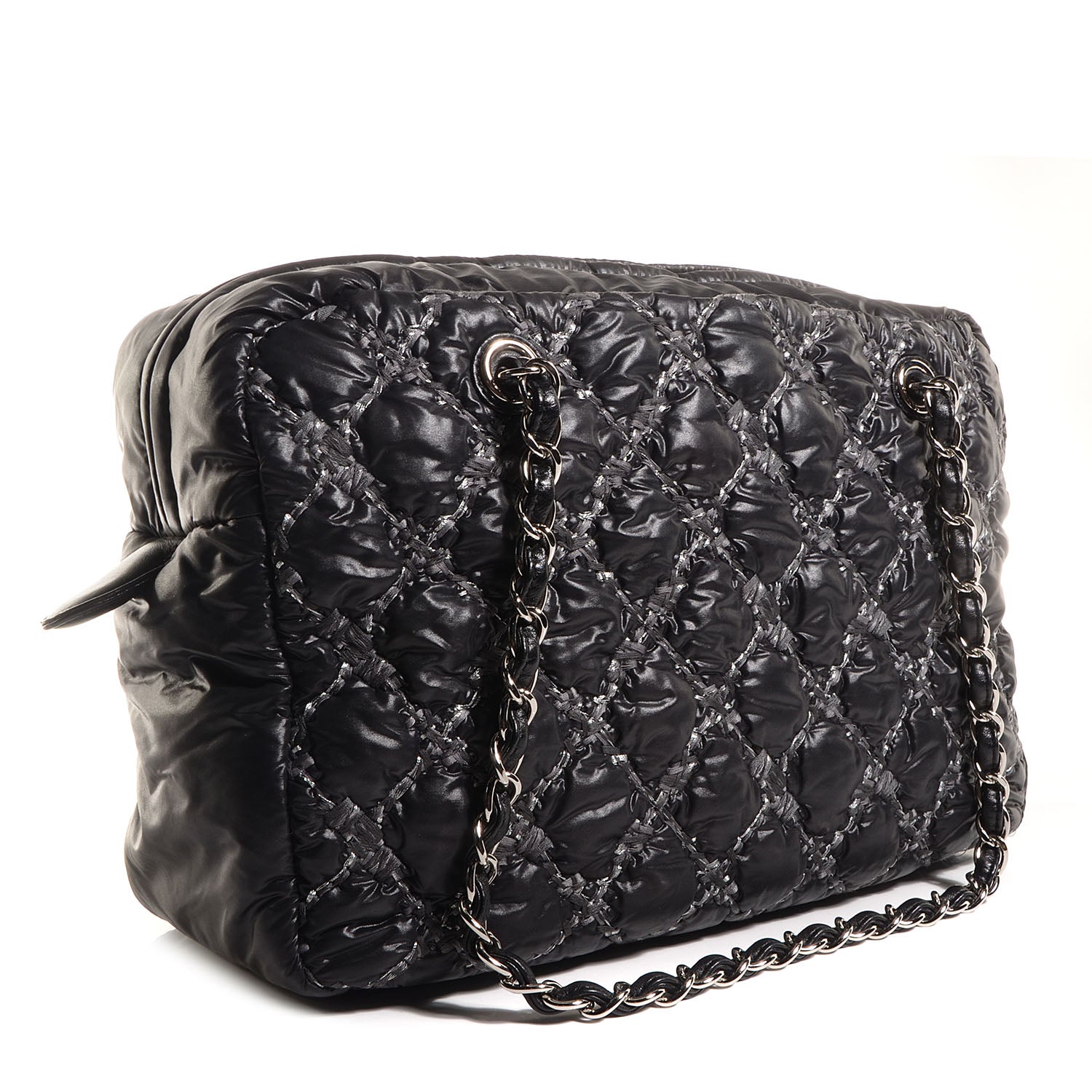 Chanel Nylon Tweed Stitch Bubble Quilt Camera Case Black 3 of 7