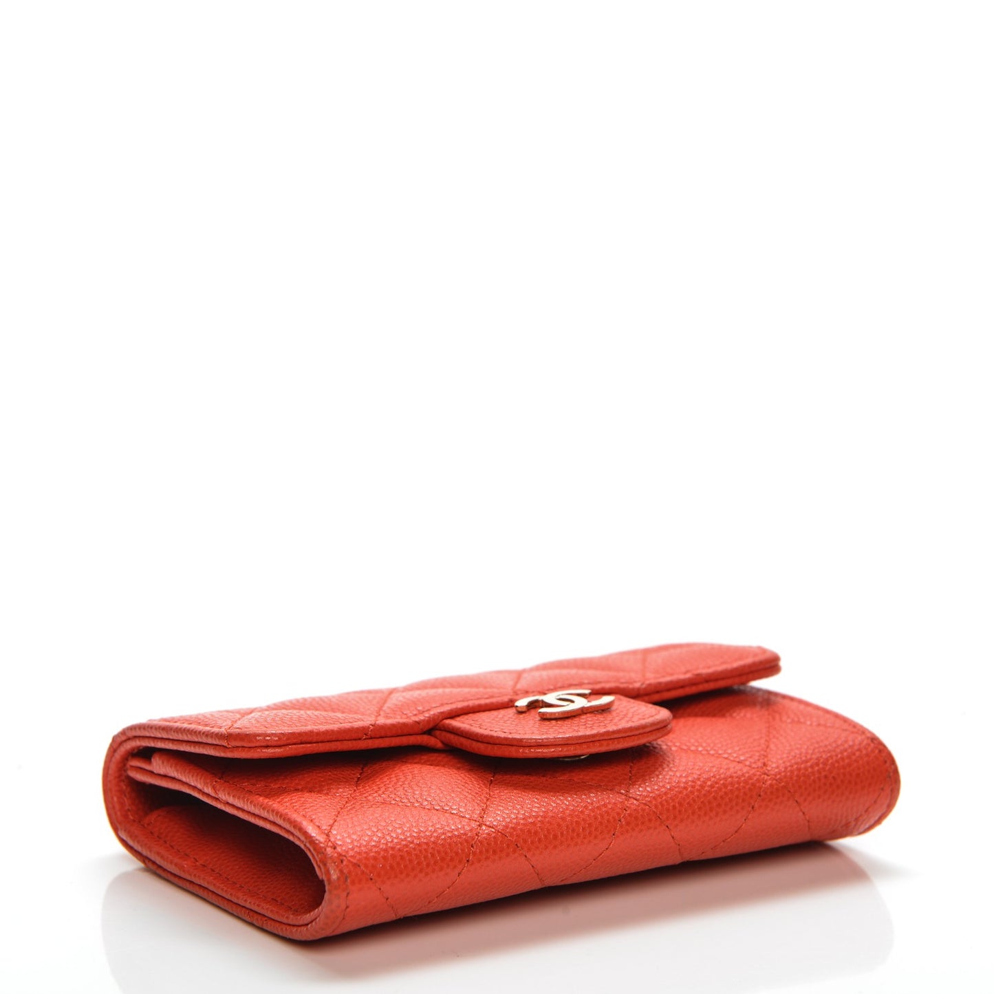 Caviar Quilted Flap Card Holder Red