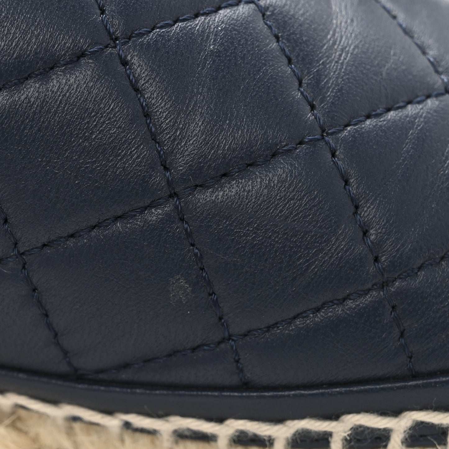 Lambskin Quilted CC Chain Espadrille Mules 38 Navy Black
