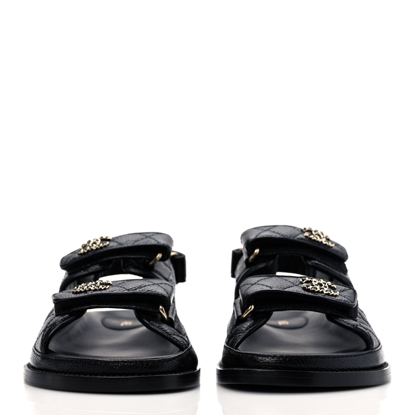 Grained Calfskin Velcro Dad Sandals 36.5 Black