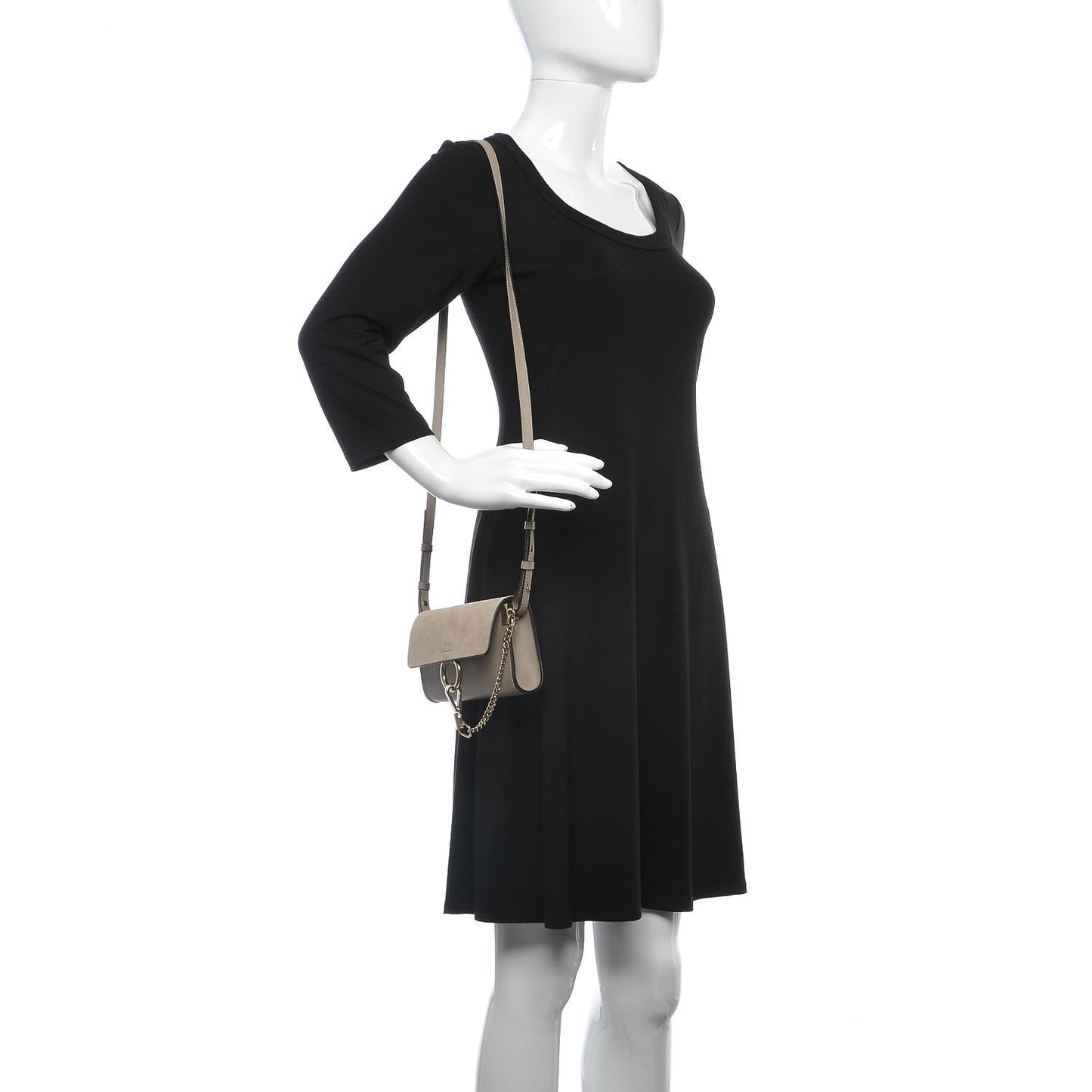 Suede Calfskin Mini Faye Shoulder Bag Motty Grey