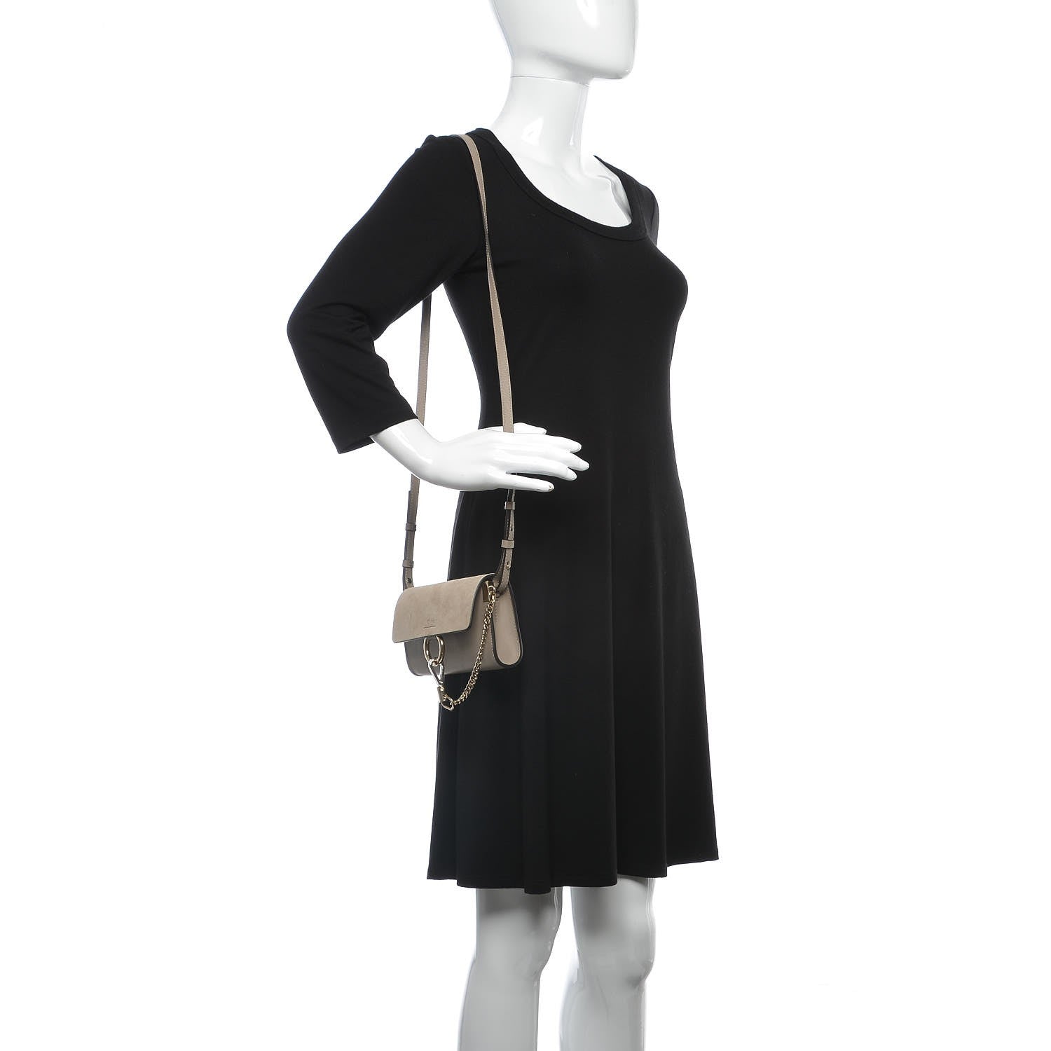 Chloe Suede Calfskin Mini Faye Shoulder Bag Motty Grey 2 of 7