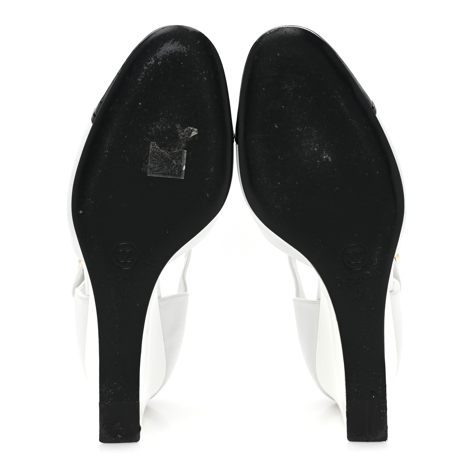 Chanel Lambskin Patent Cap Toe Mary Jane Wedge Pumps 41 White Black 5 of 14
