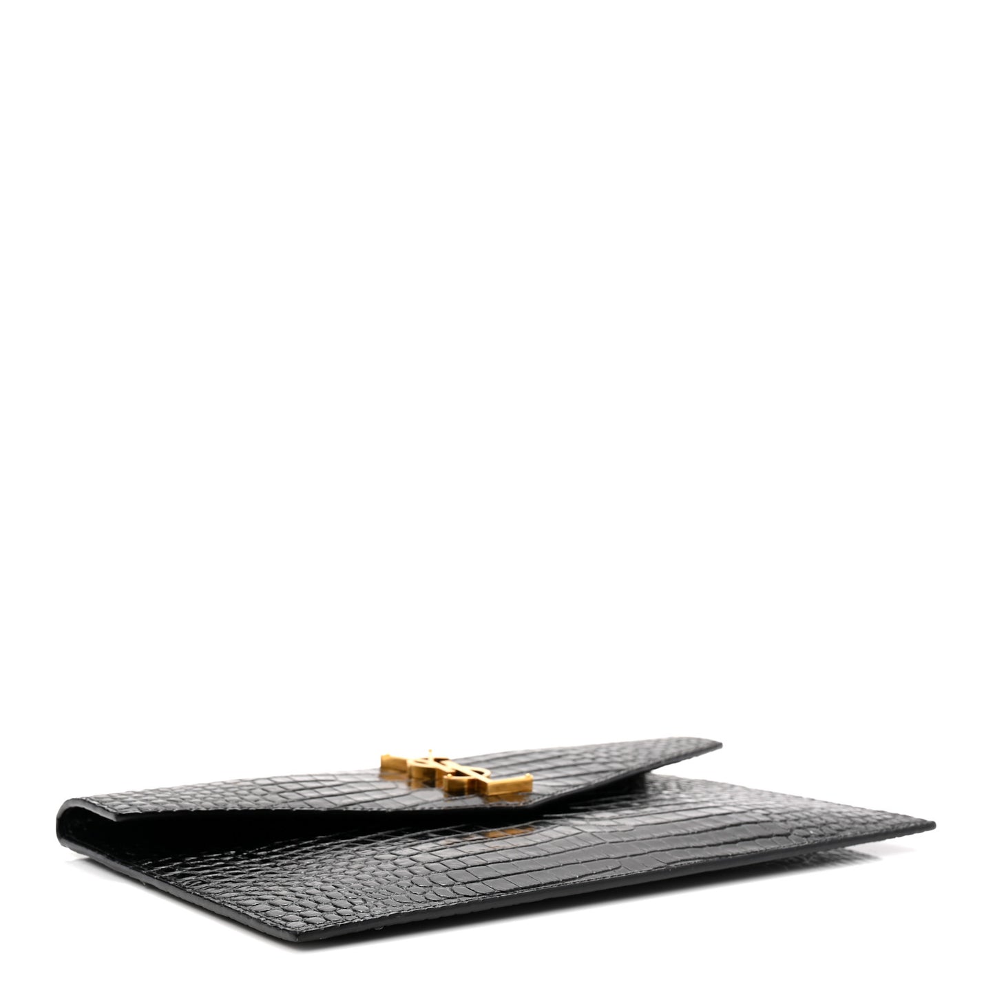 Calfskin Crocodile Embossed Uptown Monogram Pouch Black