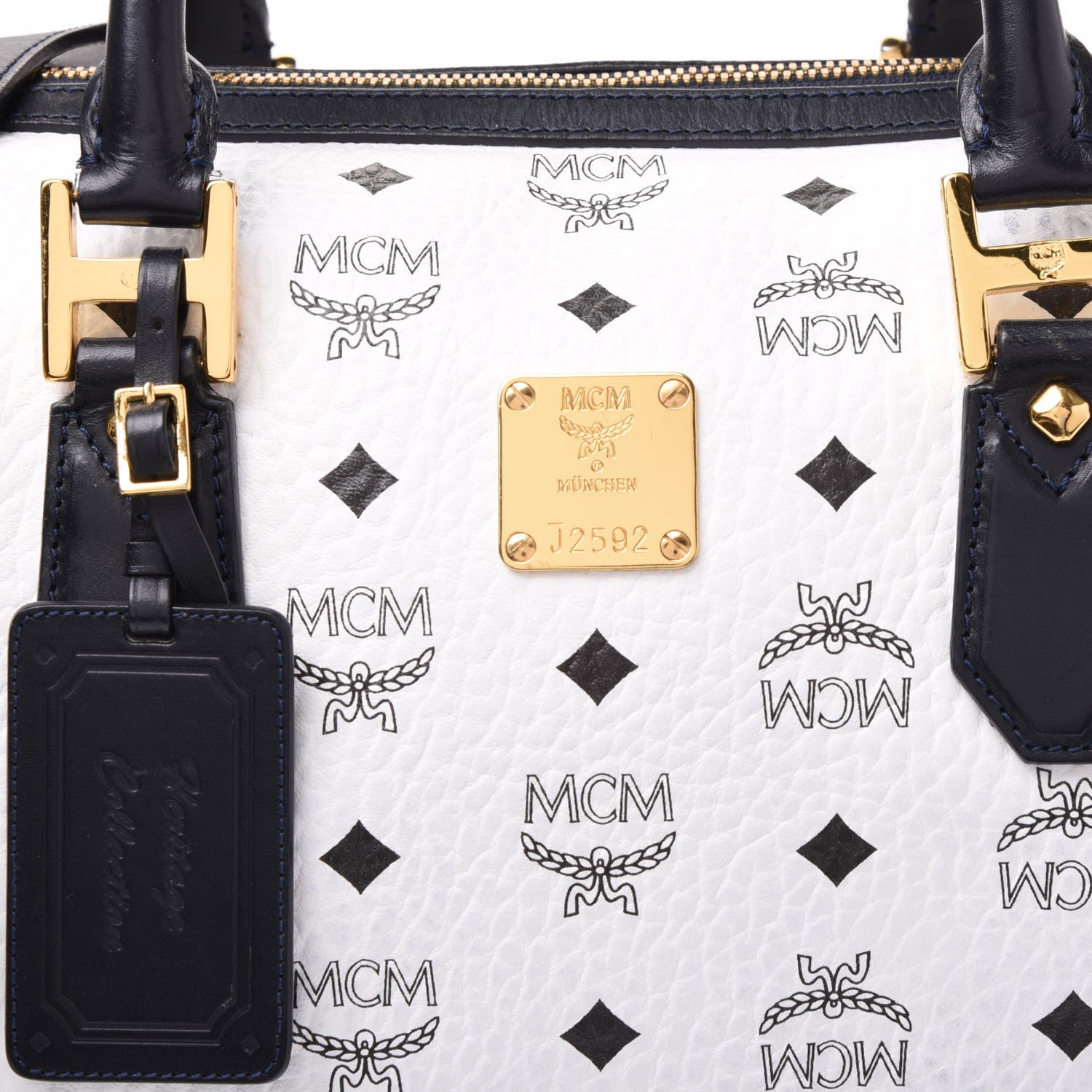 MCM Visetos Heritage Boston Satchel White 11 of 11