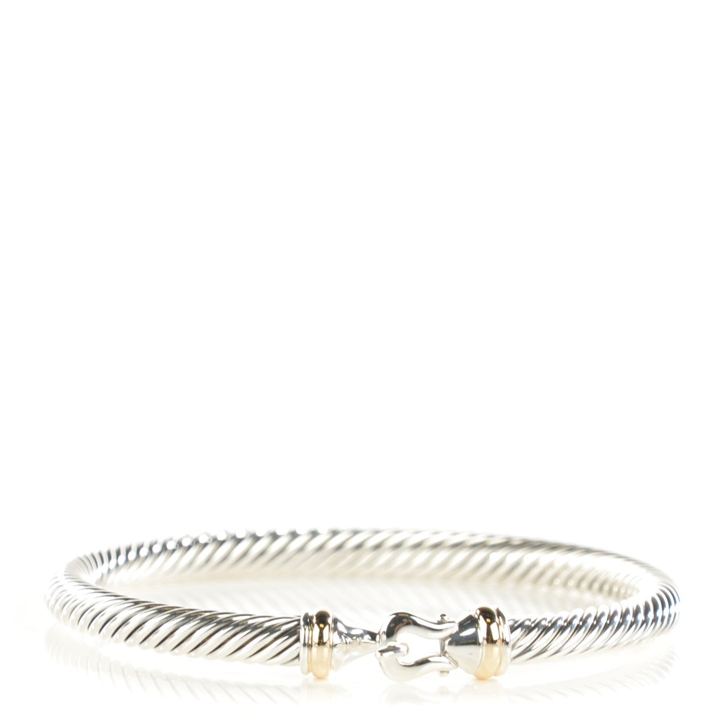 Sterling Silver 18K Yellow Gold 5mm Cable Classic Buckle Bracelet