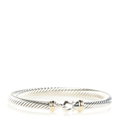 David Yurman Sterling Silver 18K Yellow Gold 5mm Cable Classic Buckle Bracelet 1 of 5