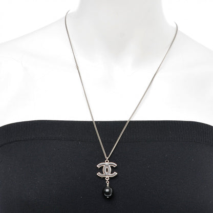 Chanel Enamel CC Drop Necklace Ruthenium Black 2 of 5
