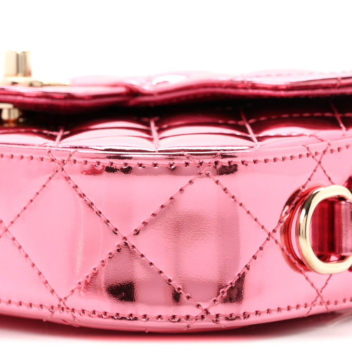 Chanel Mirror Calfskin Metallic Lambskin Quilted Hollywood Boulevard Mini Flap With Star Coin Purse Pink 11 of 12