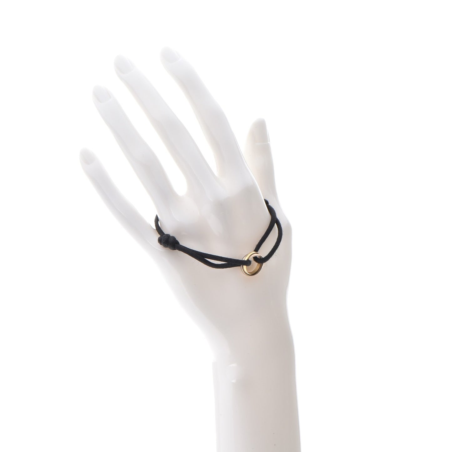 18K Pink Yellow White Gold Trinity Adjustable Cord Bracelet Black