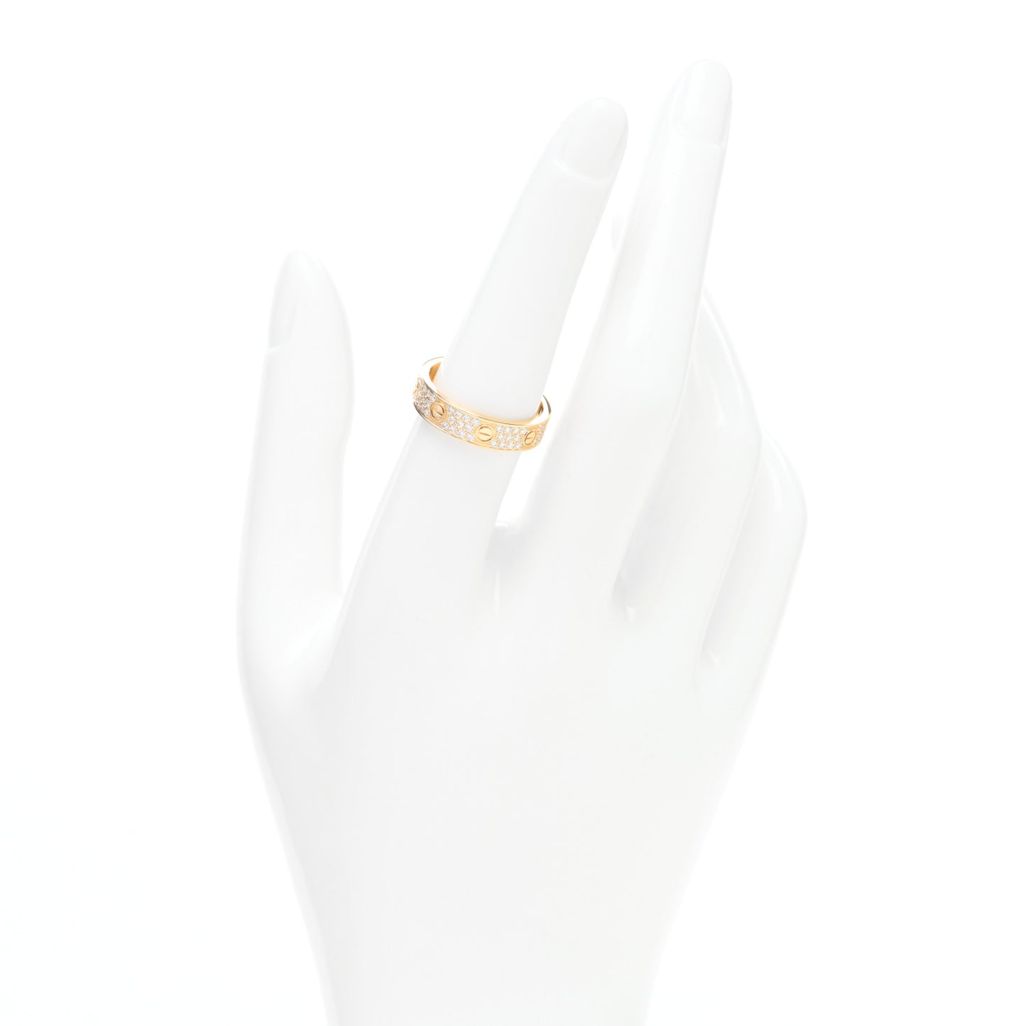 18K Yellow Gold Diamond 4mm LOVE Wedding Paved Band Ring 55 7.25