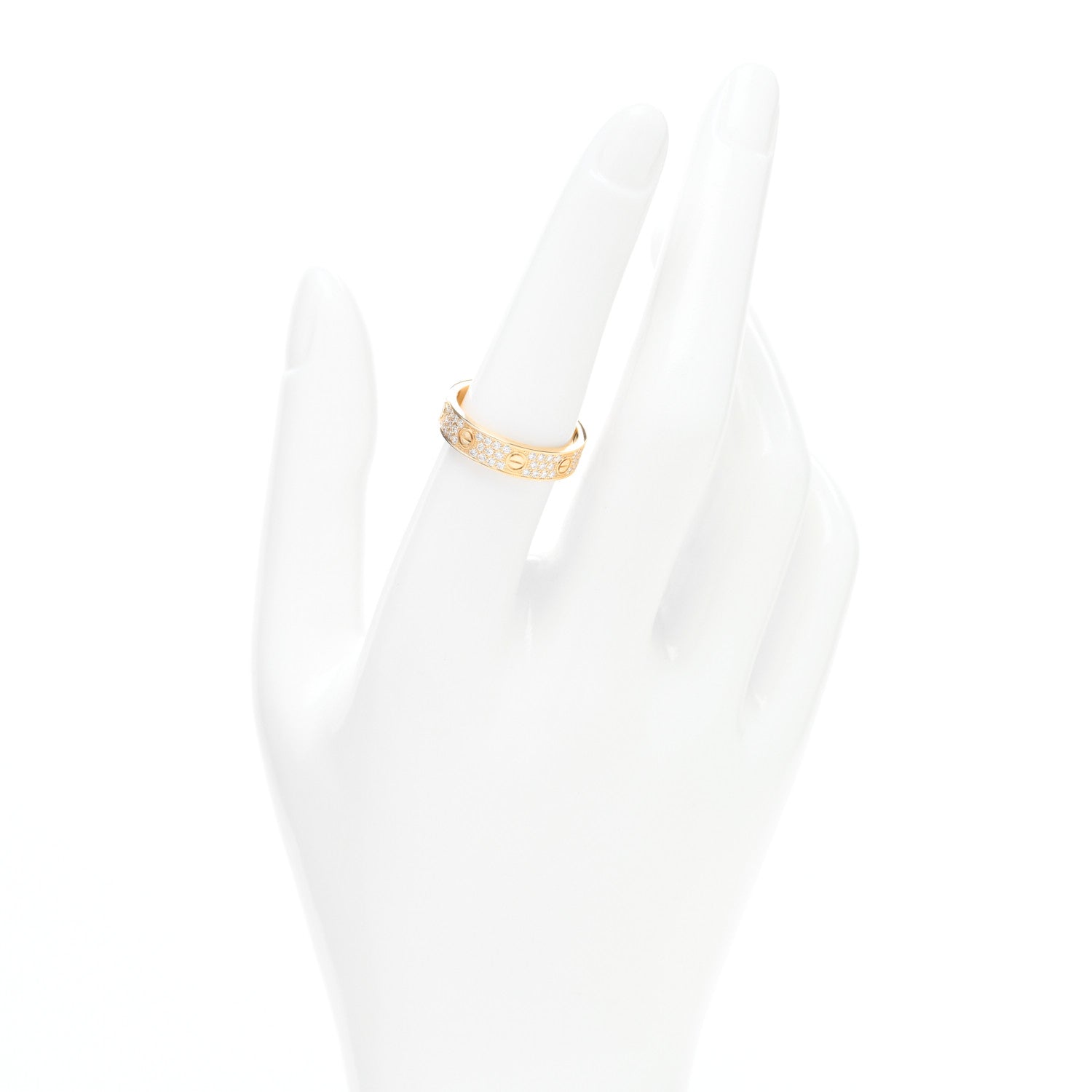 Cartier 18K Yellow Gold Diamond 4mm LOVE Wedding Paved Band Ring 55 7.25 2 of 5