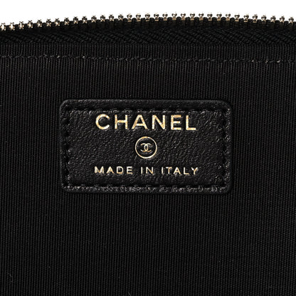 Chanel Raffia Jute Striped Small Vanity Case With Chain Black Beige 6 of 11