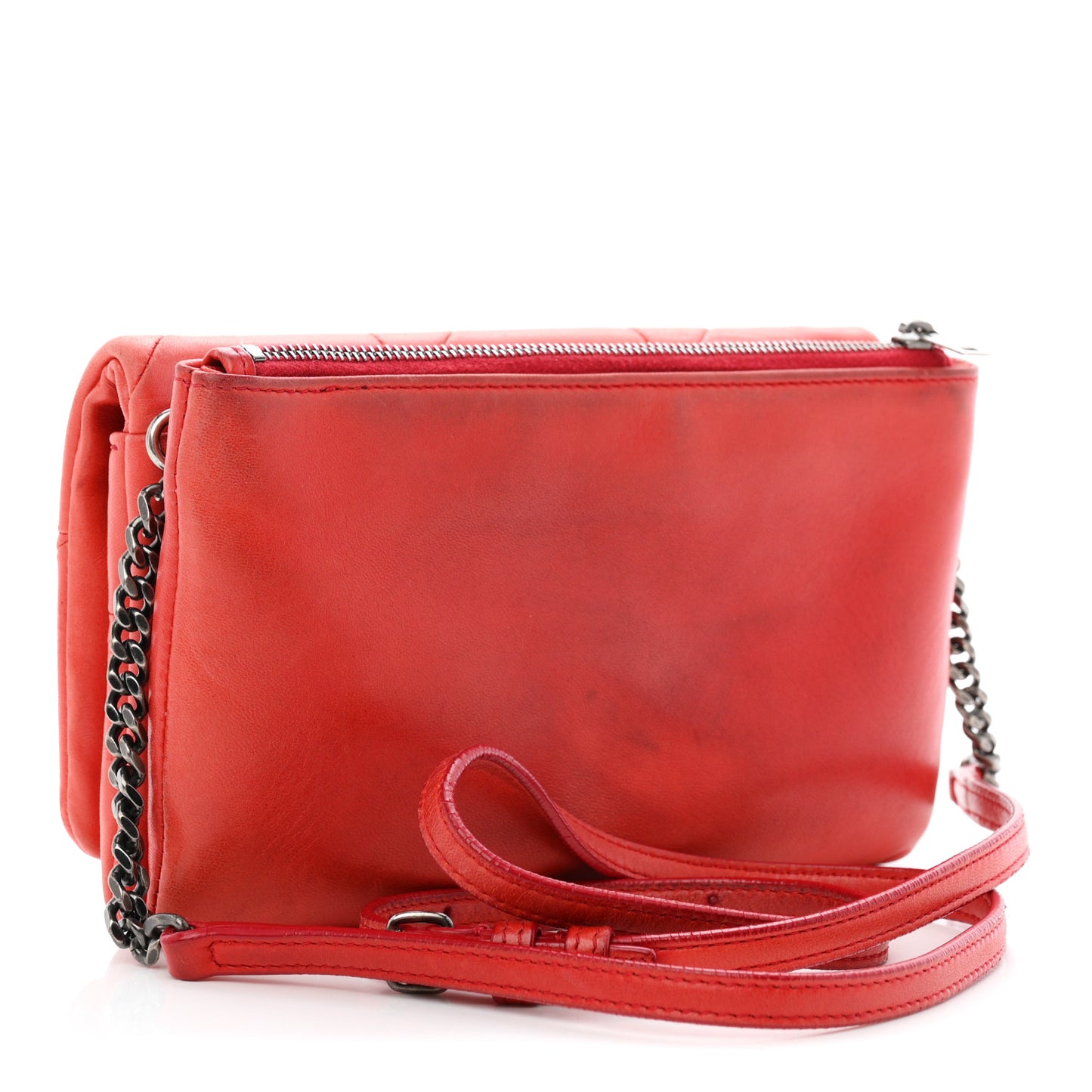 Lambskin Patchwork Monogram Jamie Chain Wallet Red