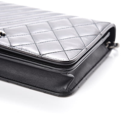 Chanel Glazed Calfskin Quilted Coco Boy Wallet On Chain WOC Black 10 of 11