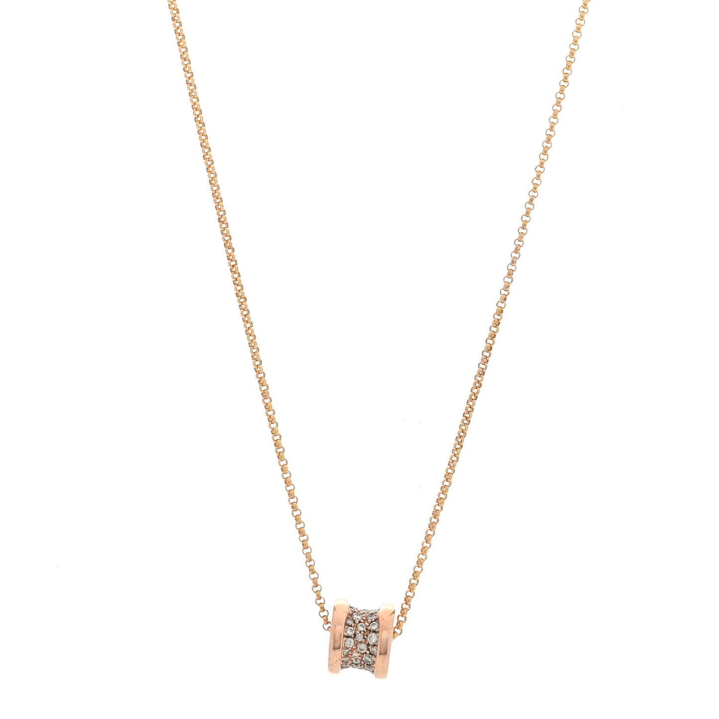 18K Rose Gold Diamond Small B.Zero1 Pave Pendant Necklace