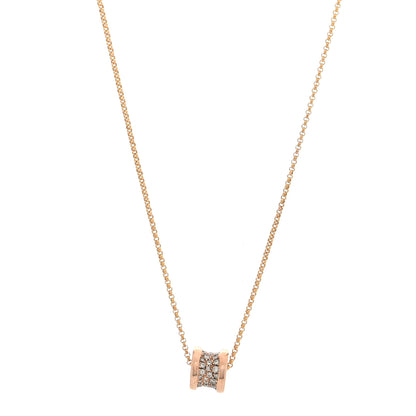 Bulgari 18K Rose Gold Diamond Small B.Zero1 Pave Pendant Necklace 1 of 5
