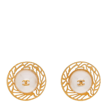 Chanel Pearl CC Clip On Earrings Gold 1 of 5